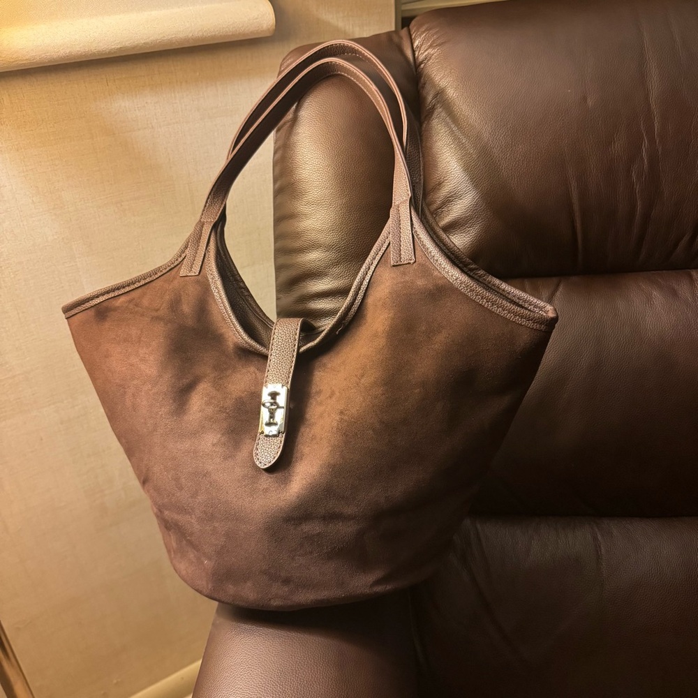 Trendy Retro Suede Bucket Shoulder Bag Hobo Satchel Purse Excellent Condition
